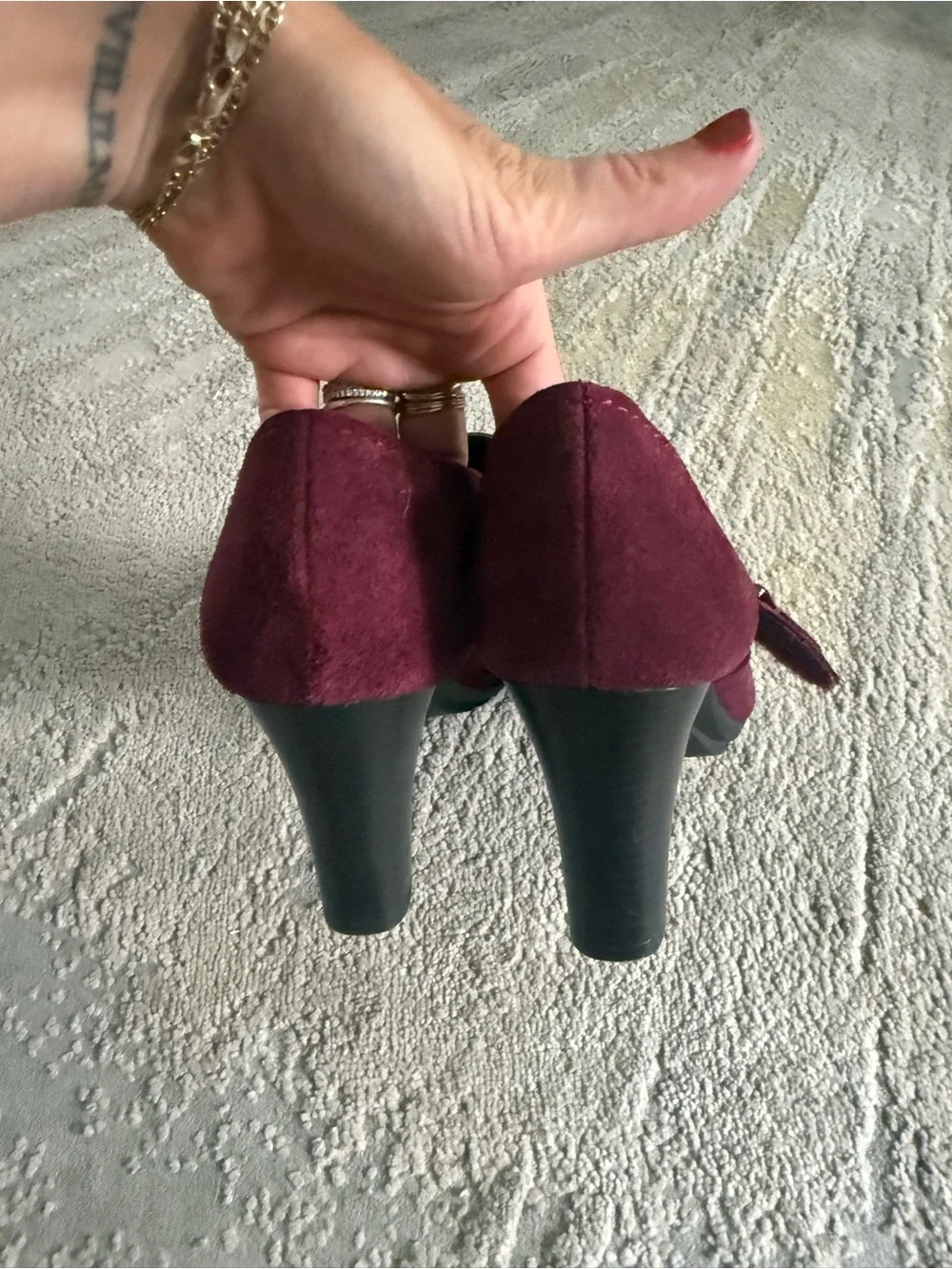 AEROSOLES Wine Burgundy Suede Mary Jane Heels comfort pumps 10